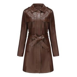 Abrigo Largo de Cuero Genuino para Mujer, Diseño OEM, Moda de Invierno, Impermeable, Transpirable, Ecológico, Cierre Triple, Chaqueta Casual y Elegante - Product Image 1