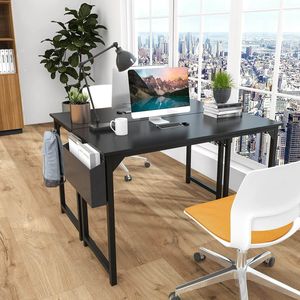 Moderno stile semplice 55 pollici in legno nero scrivania da ufficio con lo stoccaggio per l'uso del Computer - Product Image 2