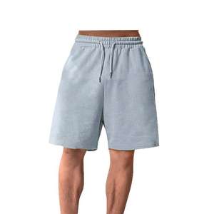 Pantalones Cortos Deportivos de Cintura Media para Hombre, Tejido Sólido, Elásticos, Casuales, para Gimnasio, Playa, 100% Algodón, Transpirables, con Bolsillos - Product Image 5