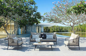 Contemporary Outdoor Rope <b>Sofa</b> Set With High-Density Foam Cushions For Villa Garden Patio Furniture <b>Waterproof</b> Design - Product Image 2