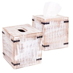 Boîte à mouchoirs artisanale en bois, style ferme, finition vieillie, porte-serviettes fait main, boîte de rangement durable, décoration maison et bureau - Product Image 4