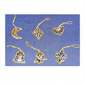 Diseño creativo X-Mas Tree Artículo decorativo Forma de mariposa Golden Zari Bordado con cuentas Trabajo Adornos colgantes de Navidad - Product Image 6