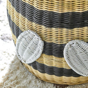Cesta de Mimbre Natural Única con Forma de Abeja, Cesta de Almacenamiento Tejida de Mimbre con Tapa para la Sala de Juegos de los Niños - Product Image 5