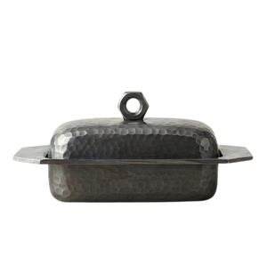 Beurrier minimaliste en fonte martelée avec couvercle, forme rectangulaire, pour la cuisine, récipient alimentaire en métal chauffable - Product Image 3