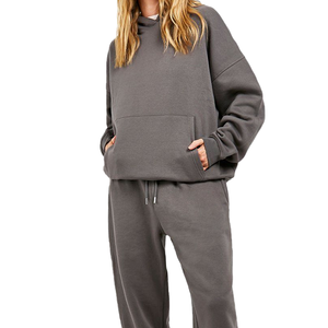 Ensemble de survêtement unisexe en molleton épais imprimé, style streetwear, pour l'hiver, avec sweat à capuche et pantalon de jogging, grandes tailles - Product Image 3