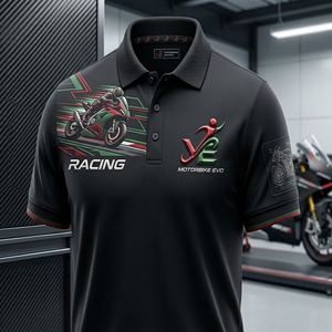 เสื้อโปโล Black Motorsport ปักโลโก้ตามสั่ง แขนสั้น ผ้าถัก ทรงลำลอง ชุดยูนิฟอร์มผู้ชาย ฤดูร้อน ผลิตจากโพลีเอสเตอร์ % - Product Image 3