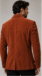 Blazer décontracté et habillé pour homme Gravs, 100 % polyester, en velours tricoté, double boutonnage, col en V, coupe-vent, style italien, 140g, uni - Product Image 4