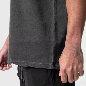 Camiseta de punto informal de manga corta con cuello redondo y corte regular para hombre, 100% algodón, diseño liso, color negro, talla grande - Product Image 6