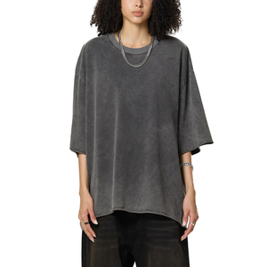 Camisetas OEM de Algodón Pesado con Lavado Ácido, Unisex, Oversize, con Logotipo Personalizado, 320 g/m², Camiseta Vintage Estampada para Mujer, Estilo Universitario, Lavado Snow Wash - Product Image 1