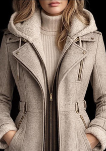 Abrigo de lana hecho a mano - Abrigo de invierno con capucha y forro desmontable - Product Image 2