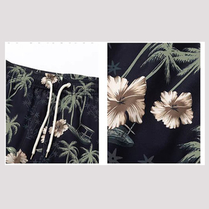 Shorts de bain décontractés personnalisés pour homme, 100 % coton, avec imprimé floral par transfert thermique, style cargo à boutons, sexy - Product Image 6