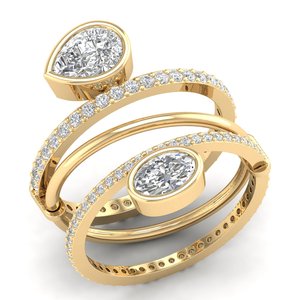 Anillos de compromiso de moissanita de 1.89 quilates con corte de pera en oro amarillo de 14K y 18K y plata de ley 925, precio mayorista de fábrica REYES para mujer - Product Image 2