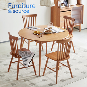 Table à manger ronde en bois massif avec 4 chaises Fournisseur OEM/ODM Source vietnamienne Prix direct d'usine Mobilier de salle à manger moderne - Product Image 3
