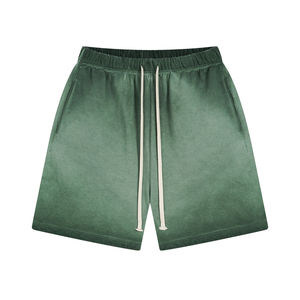 Pantalones Cortos Bermuda de Algodón Verde Sólido para Hombre, Cintura con Cordón, Ropa Deportiva, Pantalones Cortos Deportivos Transpirables de Tela Tejida - Product Image 1