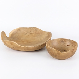 Bol en racine de teck massif fait main, bord naturel, récipient décoratif en bois, bol à fruits rustique, plat de service artisanal, centre de table en bois. - Product Image 3