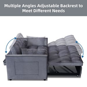 Canapé-lit convertible 3-en-1 en velours avec fonction de tirage, dossier réglable et poches latérales – Canapé-lit confortable de qualité supérieure - Product Image 4