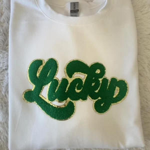 Parches de chenilla grandes personalizados para camisas, parches de letras grandes termoadhesivos, parche de chenilla Lucky para ropa - Product Image 4