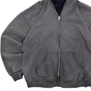 Sudadera con capucha gris deslavada con efecto desgastado por el sol, de algodón grueso, oversize, estilo streetwear, para hombre y mujer, de corte holgado, con cremallera completa. - Product Image 6