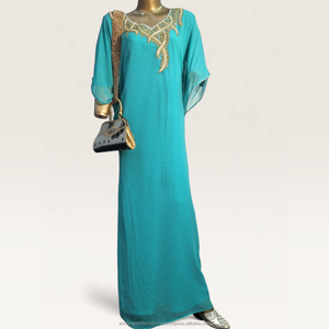 Black Luxury Kaftan <b>Dress</b> with <b>Silver</b> Floral Embroidery and Long Sleeves for Elegant <b>Wedding</b> Party Wear - Product Image 2