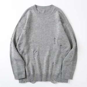 Suéter Casual Holgado de Punto para Hombre, Cómodo, 100% Algodón, Transpirable, de Alta Calidad, Estilo Desgastado, Personalizado - Product Image 1