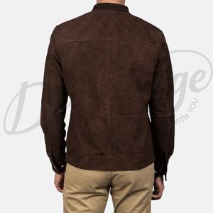 Blouson Bomber Homme en Daim Marron Personnalisé, Veste Décontractée Zippée, Vêtement d'extérieur en Cuir Daim Véritable, Coupe Slim, Vêtement de Sport, Vente en Gros - Product Image 2