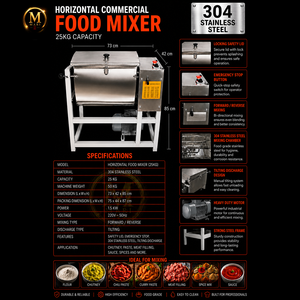 Mélangeur Alimentaire Commercial Horizontal de Haute Qualité de Malaisie, Capacité 25KG, Machine à Mélanger à Ruban Robuste pour Viande, Pâte et Poudre - Product Image 6