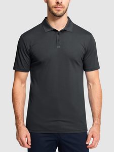 Camiseta polo de polialgodón para hombre, antiarrugas, mezcla duradera, corte clásico, logotipo personalizado, uniforme corporativo de oficina. - Product Image 2