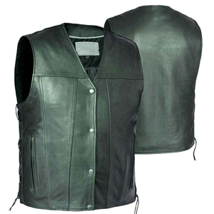 High Quality Genuine <b>Leather</b> Waistcoat Biker <b>Vest</b> Winter Outer Wear Vintage Style Zip Pockets - Product Image 2
