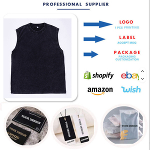 Custom Logo 230Gsm Vintage Sleeveless Shirt High Quality 100 Cotton Acid Wash <b>Vest</b> Summer <b>Men's</b> Sleeveless T-shirt - Product Image 3