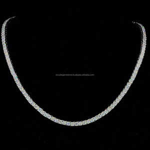Venta al por mayor de joyería fina VVS collar de cadena de tenis moissanita de 3 MM con diamantes redondos de corte brillante para fiestas y compromisos - Product Image 1