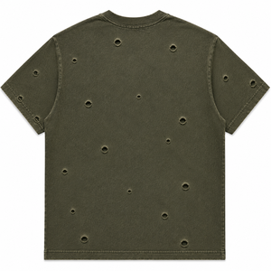 Camiseta Bordada de Alta Calidad, Estilo Vintage, Lavada y Desgastada |   Camiseta Urbana Extra Grande de Algodón Grueso de Primera Calidad - Product Image 2