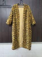 Robe longue pour femme à imprimé tigre jaune et noir, manches longues, coupe décontractée, fermeture à cordon, tissu doux, saison automne