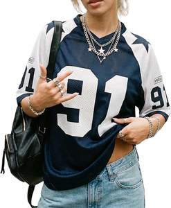 Camiseta de fútbol de malla oversize para hombre, estilo streetwear, con cuello redondo, de fabricante mayorista personalizado - Product Image 5