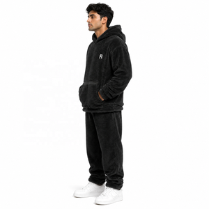 Conjunto de Sudadera con Capucha y Pantalones Deportivos de Felpa para Hombre, con Tela Suave y Acogedora, Diseño Cálido para Invierno, para Pedidos al por Mayor, ODM, OEM, EE. UU. - Product Image 3