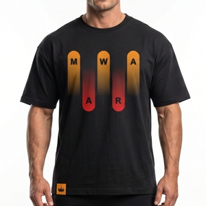 OEM Custom <b>Mens</b> Oversized Streetwear Graphic T Shirt <b>Black</b> Cotton Abstract Gradient Letter Print Casual Custom Shirt - Product Image 1