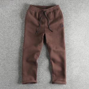 <b>Men</b> Heavyweight Plus Fleece High Waist Sweatpants 3D Embroidered Letter Painted Regular Fit Casual <b>Joggers</b> Pleated Front Oxford - Product Image 4