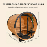 Sauna extérieur électrique en bois massif de pruche Ploutara Premium, cabine en verre trempé, taille personnalisée, villa bien-être, 15 min