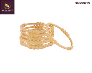 24K Gold Plated 6-Piece Women's <b>Bangles</b> <b>Set</b> for Wedding Party & Anniversary - Product Image 3