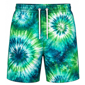 Wholesale <b>Mens</b> Tie Dye <b>Fleece</b> <b>Shorts</b> Adjustable Waist Drawstring Side Pockets Casual Lounge Athletic Leisure Wear OEM Production - Product Image 1