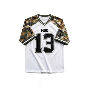 Camiseta de Fútbol Americano de Alta Gama, Personalizada con Estampado de Camuflaje Forestal, Manga Raglán, Estilo Vintage, Talla Grande - Product Image 4