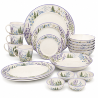 Collection de vaisselle à motifs bleus et blancs avec tasses, bols, assiettes pour la restauration en plein air, ensemble de vaisselle en mélamine