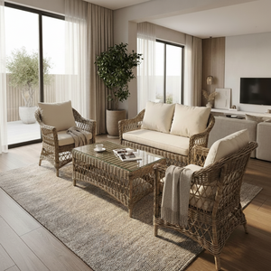 Modern Natural Rattan Outdoor <b>Dining</b> <b>Armchair</b> Handwoven Wicker Cushion Apartment Luxury Villa Resort Furniture - Product Image 1