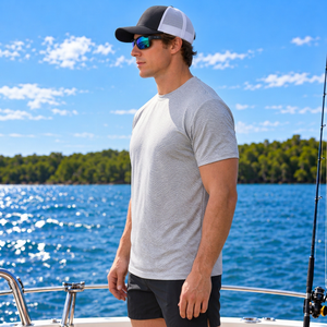 Camiseta de pesca personalizada de poliéster de 160 gsm para hombre, camiseta de pesca de manga corta para marcas de actividades al aire libre - Product Image 1