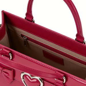 Elegante Bolso de Mano de Cuero Patentado para Mujer, Diseño de Marca, Impermeable, con Correa Cruzada Desmontable y Decoración de Corazón - Product Image 6