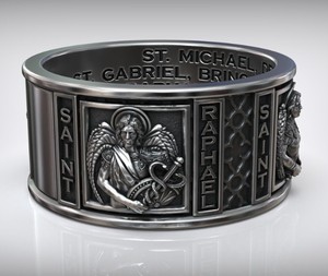 Bague audacieuse Saint Michel Ange Guerrier en argent sterling 925, style antique, pour homme et femme, bijoux de fête - Product Image 3