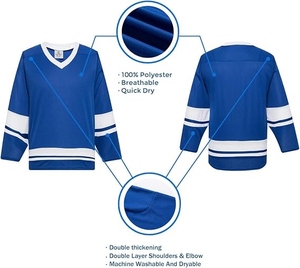 Wholesale Custom Blank Blue Ice Hockey Jersey Sublimation Practice Hockey Uniform Shirts Soft & Comfortable Sports Wear - Product Image 2