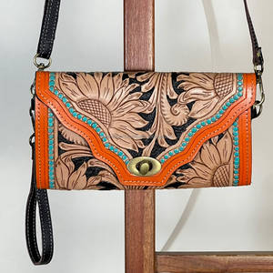 Bolsos Mini de Cuero Genuino con Diseño de Lujo, Hechos a Mano, con Estampado Floral, para Cosméticos, Teléfono y Uso Diario, para Mujer - Product Image 2