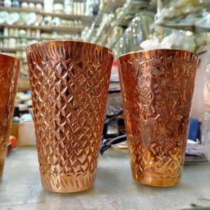 Copper glasses high shine polish drinkware ayurvedic wellness <b>cups</b> eco friendly <b>reusable</b> durable for premium kitchen use - Product Image 6