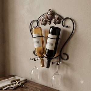 Moderno Estante para Vino de Hierro Forjado con Estantes Ajustables, Diseño de Panel Metálico para Mesa, Capacidad para 20-29 Botellas, para Bar en Casa - Product Image 2