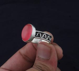 Pink <b>Jade</b> Sterling Silver <b>Ring</b> Vintage Art Deco Gemstone <b>Ring</b> Handmade Jewelry Elegant Gift For Women - Product Image 4